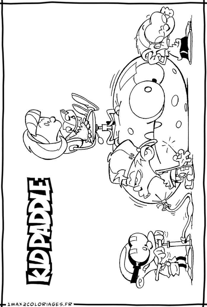 coloriage Kid Paddle et ses amis gonflent un Blork